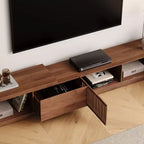 Mobile TV allungabile da 78,54 pollici con 2 cassetti, 2 ante, uno scomparto aperto, massimo 120 pollici, colore noce e moderno