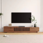 Mobile TV allungabile da 78,54 pollici con 2 cassetti, 2 ante, uno scomparto aperto, massimo 120 pollici, colore noce e moderno