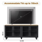 Mobile TV moderno per televisori fino a 70 pollici, mobile multimediale con armadietto contenitore, consolle multimediale con ripiani regolabili per soggiorno e camera da letto