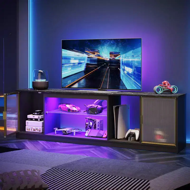 Mobile TV a LED per TV fino a 75 pollici, Centro di Intrattenimento con Cassetto e Ripiani Portaoggetti