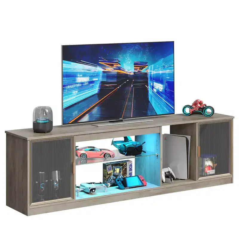 Mobile TV a LED per TV fino a 75 pollici, Centro di Intrattenimento con Cassetto e Ripiani Portaoggetti