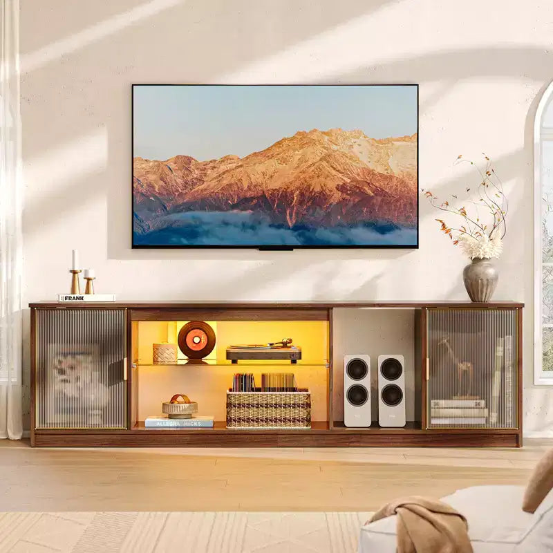 Mobile TV a LED per TV fino a 75 pollici, Centro di Intrattenimento con Cassetto e Ripiani Portaoggetti
