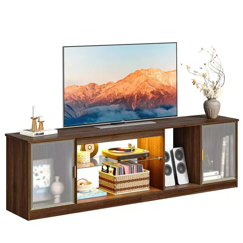 Mobile TV a LED per TV fino a 75 pollici, Centro di Intrattenimento con Cassetto e Ripiani Portaoggetti