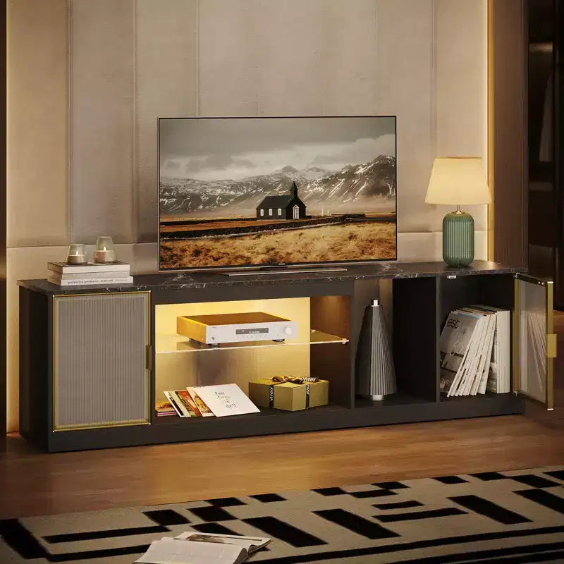 Mobile TV a LED per TV fino a 75 pollici, Centro di Intrattenimento con Cassetto e Ripiani Portaoggetti