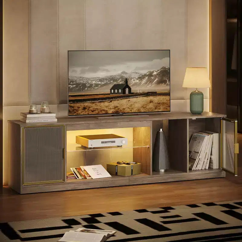 Mobile TV a LED per TV fino a 75 pollici, Centro di Intrattenimento con Cassetto e Ripiani Portaoggetti