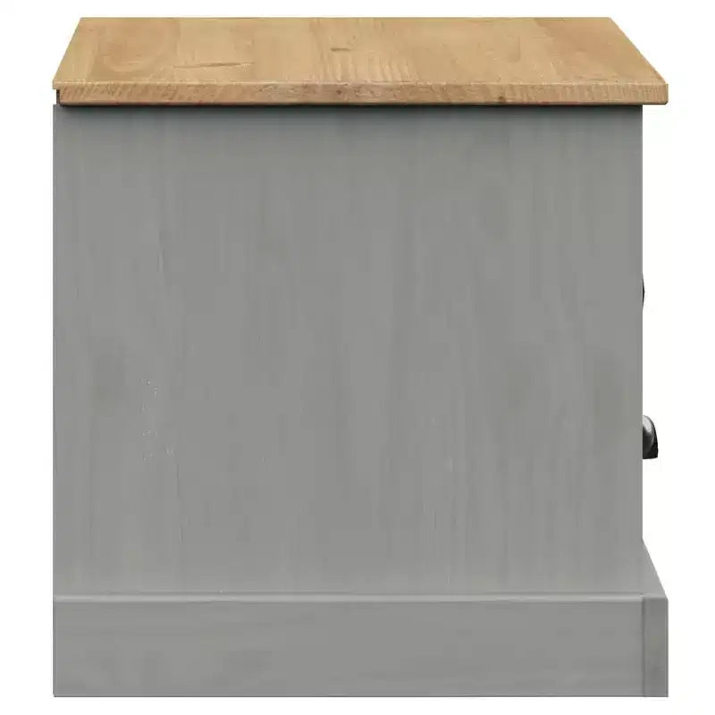 Mobile TV in Legno Massello di Pino - Supporto TV Grigio con Cassetto, Dettagli in Metallo, 106x40x40 cm, Ideale per Soggiorno e Camera da Letto