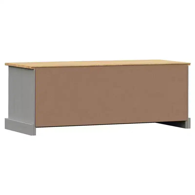Mobile TV in Legno Massello di Pino - Supporto TV Grigio con Cassetto, Dettagli in Metallo, 106x40x40 cm, Ideale per Soggiorno e Camera da Letto