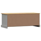 Mobile TV in Legno Massello di Pino - Supporto TV Grigio con Cassetto, Dettagli in Metallo, 106x40x40 cm, Ideale per Soggiorno e Camera da Letto