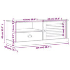Mobile TV in Legno Massello di Pino - Supporto TV Grigio con Cassetto, Dettagli in Metallo, 106x40x40 cm, Ideale per Soggiorno e Camera da Letto