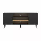 Delmar Media Console for TVs up to 65, Black and Natural