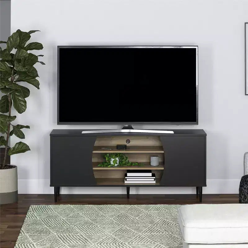 Consolle multimediale per TV fino a 65 pollici, nero e naturale