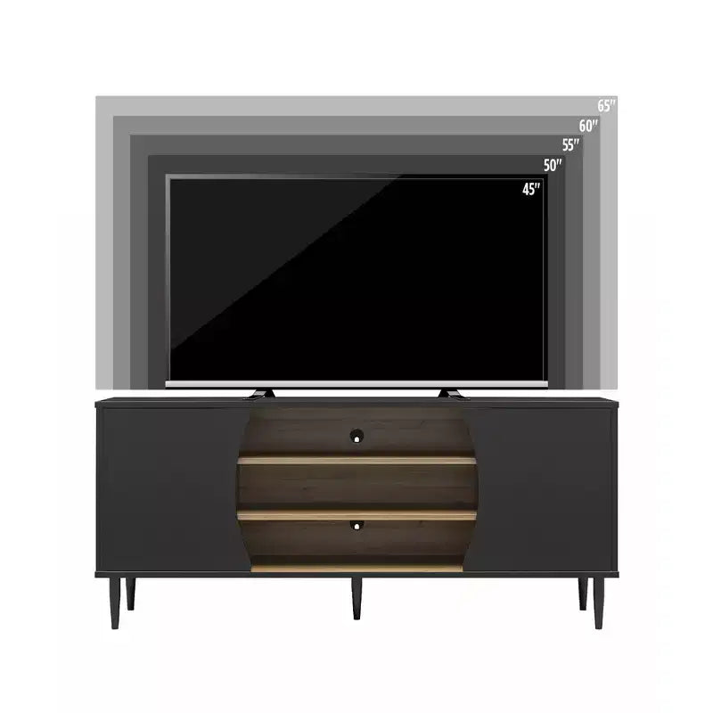 Consolle multimediale per TV fino a 65 pollici, nero e naturale