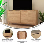 Madia a Quattro Ante, Mobile Porta TV con Ripiani, Design Moderno di Metà Secolo