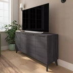 Madia a Quattro Ante, Mobile Porta TV con Ripiani, Design Moderno di Metà Secolo