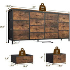 Cassettiera a 14 cassetti Porta TV con Presa di Corrente, Mobile TV in Tessuto da 63 Pollici per TV da 65-75 Pollici, Contenitore per Camera da Letto e Soggiorno