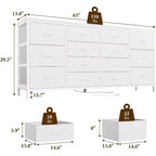 Cassettiera a 14 cassetti Porta TV con Presa di Corrente, Mobile TV in Tessuto da 63 Pollici per TV da 65-75 Pollici, Contenitore per Camera da Letto e Soggiorno