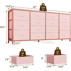 Cassettiera a 14 cassetti Porta TV con Presa di Corrente, Mobile TV in Tessuto da 63 Pollici per TV da 65-75 Pollici, Contenitore per Camera da Letto e Soggiorno