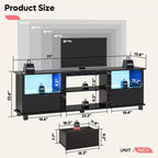 Mobile TV da 70 pollici con luci a LED, centro di intrattenimento per TV fino a 75 pollici, mobile consolle TV con cassetti e ripiani regolabili