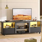 Mobile TV da 70 pollici con luci a LED, centro di intrattenimento per TV fino a 75 pollici, mobile consolle TV con cassetti e ripiani regolabili