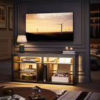Mobile TV alto, Centro di intrattenimento a LED da 55 per TV fino a 65 pollici, Console TV da gaming con contenitore per PS5, Centro multimediale con ripiani regolabili