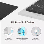 Mobile TV alto, Centro di intrattenimento a LED da 55 per TV fino a 65 pollici, Console TV da gaming con contenitore per PS5, Centro multimediale con ripiani regolabili