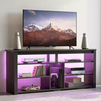 Mobile TV alto, Centro di intrattenimento a LED da 55 per TV fino a 65 pollici, Console TV da gaming con contenitore per PS5, Centro multimediale con ripiani regolabili