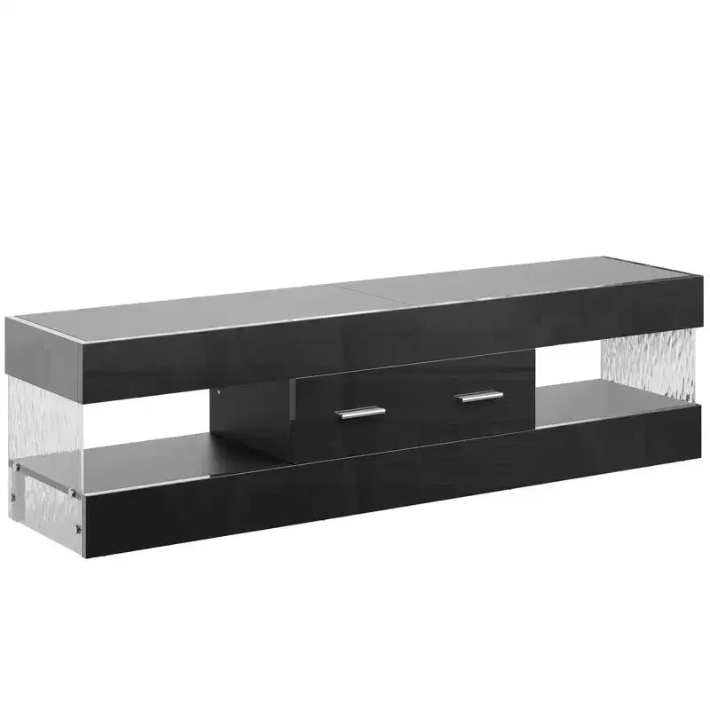 Mobile TV Nero Lucido per TV fino a 65 pollici, Centro Intrattenimento a LED, Moderno Mobile TV con Cassetti Contenitore
