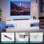 Mobile TV Nero Lucido per TV fino a 65 pollici, Centro Intrattenimento a LED, Moderno Mobile TV con Cassetti Contenitore