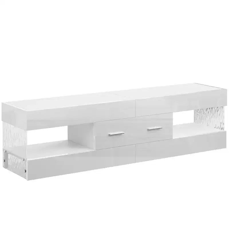 Mobile TV Nero Lucido per TV fino a 65 pollici, Centro Intrattenimento a LED, Moderno Mobile TV con Cassetti Contenitore