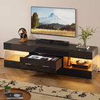 Mobile TV Nero Lucido per TV fino a 65 pollici, Centro Intrattenimento a LED, Moderno Mobile TV con Cassetti Contenitore