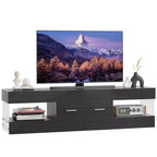 Mobile TV Nero Lucido per TV fino a 65 pollici, Centro Intrattenimento a LED, Moderno Mobile TV con Cassetti Contenitore