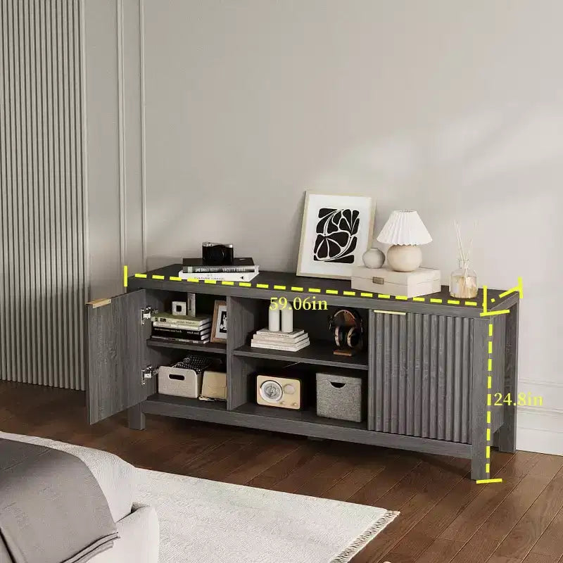 Mobile TV per Centro Intrattenimento da 65'' con Armadietti, Scaffali Aperti, Tavolo Consolle Media