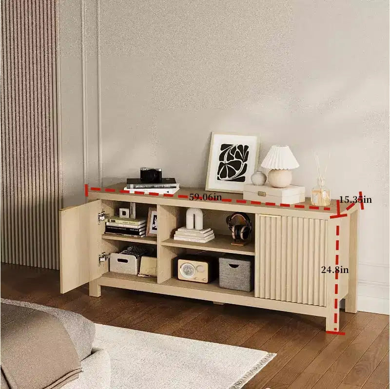 Mobile TV per Centro Intrattenimento da 65'' con Armadietti, Scaffali Aperti, Tavolo Consolle Media