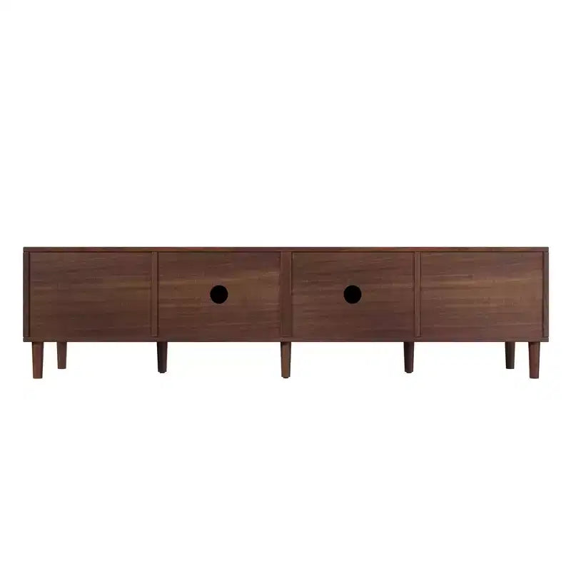 Mobile TV 78 pollici per TV fino a 85 pollici, Consolle multimediale con 4 cassetti e ante in rattan, Moderno centro di intrattenimento, Noce