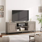 Mobile TV Mid Century Modern da 63" per TV fino a 80", Consolle Multimediale con Ante Push-Open, Scaffali Aperti