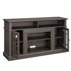 Mobile Porta TV Moderno, Tavolo Console per Intrattenimento Multimediale, con Armadietti Chiusi, Anta in Vetro e Ripiani Aperti, per Soggiorno