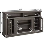 Mobile Porta TV Moderno, Tavolo Console per Intrattenimento Multimediale, con Armadietti Chiusi, Anta in Vetro e Ripiani Aperti, per Soggiorno