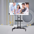 Carrello TV rotante per schermi da 32-65 pollici, supporto TV mobile regolabile con ruote, casa ufficio, nero