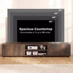 Mobile porta TV per televisori fino a 70 pollici, consolle multimediale con doppie ante e ripiani aperti Marrone rustico/Naturale/Bianco