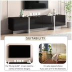 Mobile TV rettangolare moderno e minimalista bianco e nero, mobile TV dal design unico adatto per TV sotto gli 80 pollici, perfetto per i soggiorni