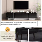 Mobile TV rettangolare moderno e minimalista bianco e nero, mobile TV dal design unico adatto per TV sotto gli 80 pollici, perfetto per i soggiorni
