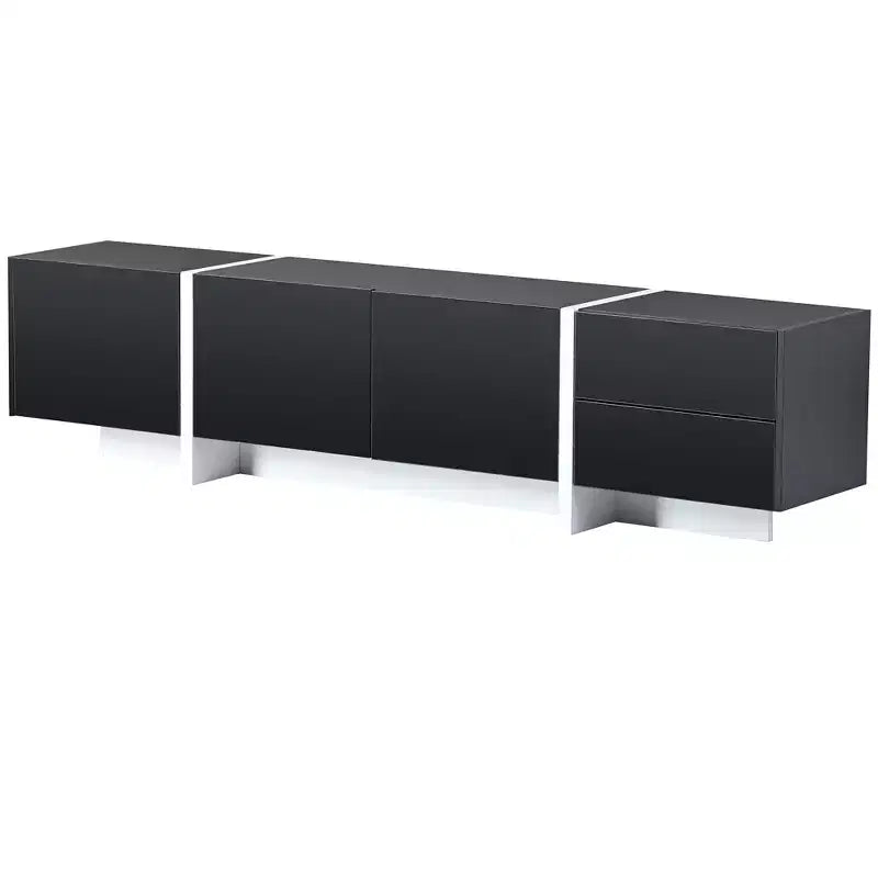 Mobile TV rettangolare moderno e minimalista bianco e nero, mobile TV dal design unico adatto per TV sotto gli 80 pollici, perfetto per i soggiorni