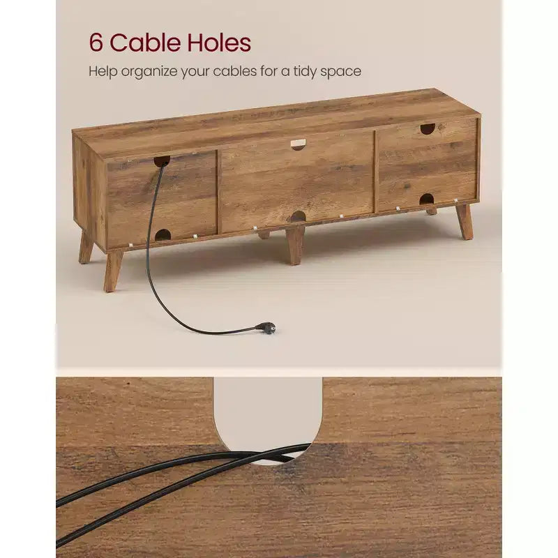 Mobile TV per Televisori da 65 Pollici, Centro di Intrattenimento con Ripiano Regolabile, Tavolino Consolle Media Lungo 147 cm, per Soggiorno, Camera da Letto