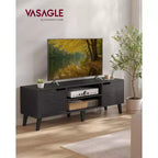 Mobile TV per Televisori da 65 Pollici, Centro di Intrattenimento con Ripiano Regolabile, Tavolino Consolle Media Lungo 147 cm, per Soggiorno, Camera da Letto