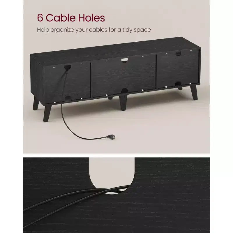 Mobile TV per Televisori da 65 Pollici, Centro di Intrattenimento con Ripiano Regolabile, Tavolino Consolle Media Lungo 147 cm, per Soggiorno, Camera da Letto