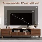 Mobile TV da 78 pollici per TV fino a 85 pollici, console TV moderna con scanalature, mobile TV in noce con ante ammortizzate per centro di intrattenimento multimediale