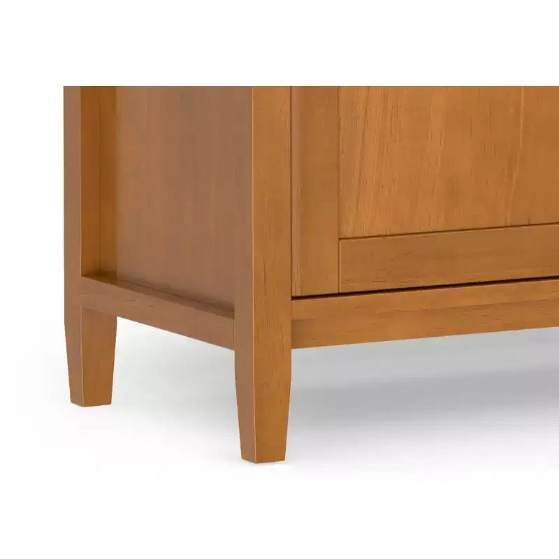 Mobile TV basso di design moderno in legno massello color noce, 183 cm, per TV fino a 80 pollici