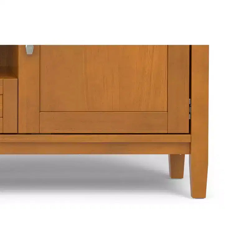 Mobile TV basso di design moderno in legno massello color noce, 183 cm, per TV fino a 80 pollici