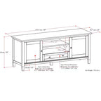 Mobile TV basso di design moderno in legno massello color noce, 183 cm, per TV fino a 80 pollici