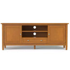Mobile TV basso di design moderno in legno massello color noce, 183 cm, per TV fino a 80 pollici